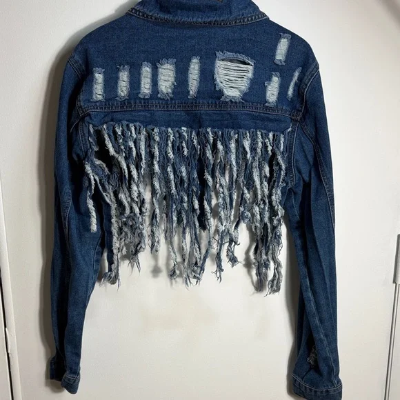 American Bazi Distressed Blue Denim Jacket - Picture 2 of 4